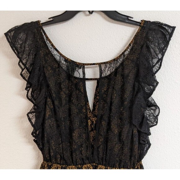 Wmn's Anthropologie MAPLE 100% Silk Medallion Dress with Black Lace Trim/Back XS - Picture 6 of 9
